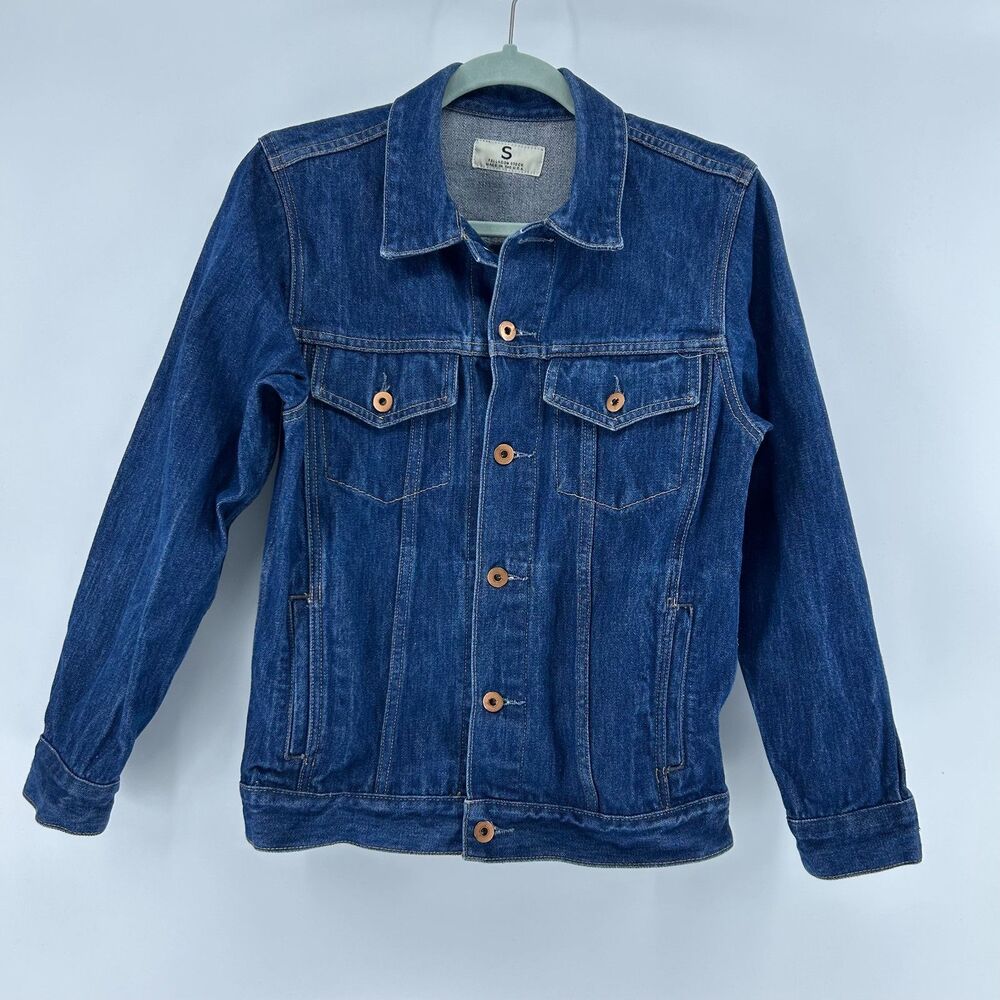 Tellason Stock Denim Jacket Mens S Selvedge Blue Trucker Jean Jacket Made in USA